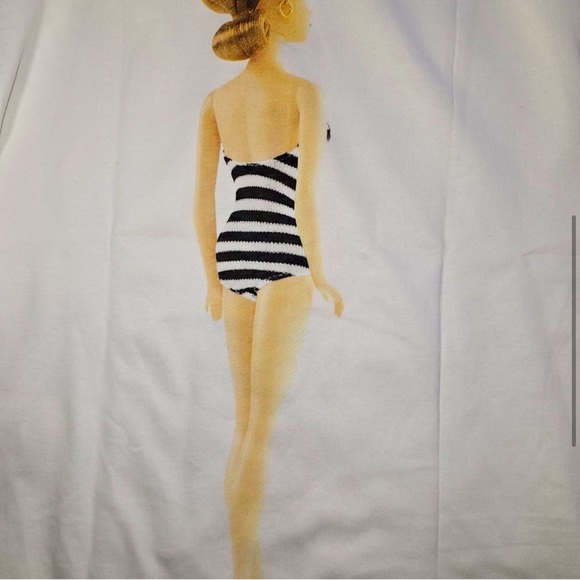 BARBIE X ZARA STRIPED SWIMSUIT CORRON GRAPHIC T-SHIRT SHORT SLEEVES TEE - Picture 5 of 6
